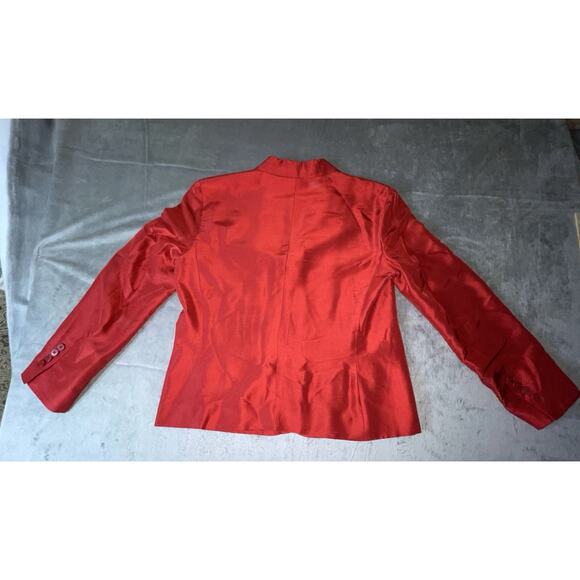 Lauren Ralph‎ Lauren Silk Blazer & Pant Set Women’s Size 6 Red 3 Button - Picture 8 of 16